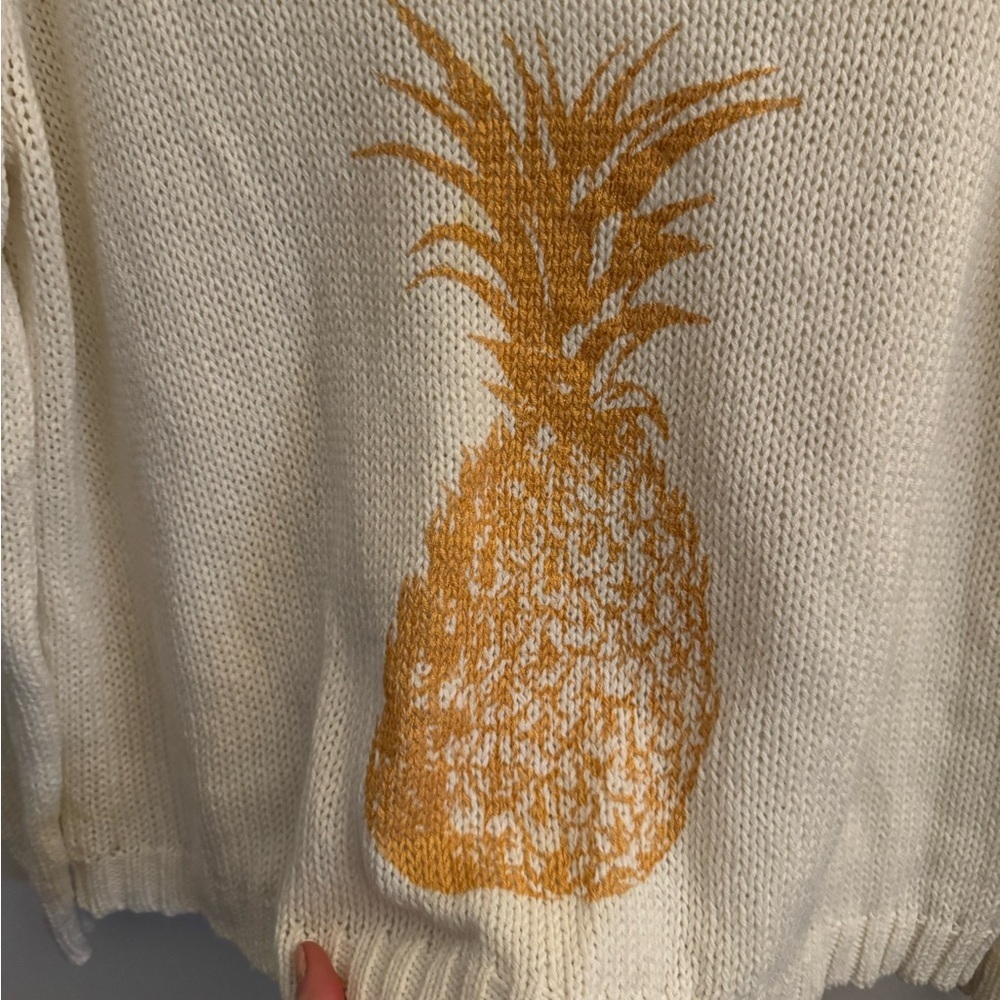 Wooden Ships V-Neck Sweater with Gold Pineapple - Picture 4 of 6